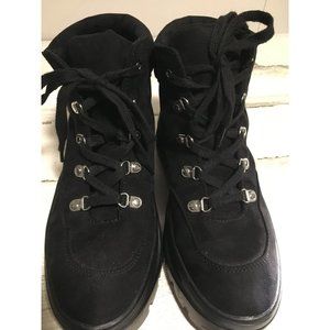 Divided woman’s black suede look lace up ankle boot size 7 NWOT